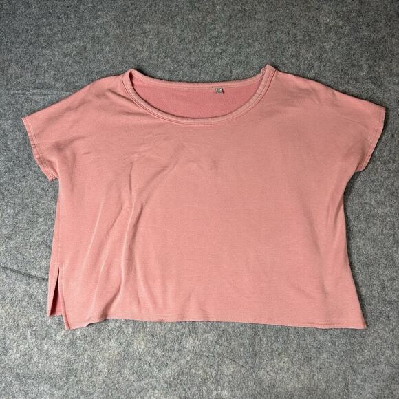 Athleta Unwind Shirt Womens Small Pink Oversized Cropped Cap Sleeve Boxy Tee - Picture 1 of 8